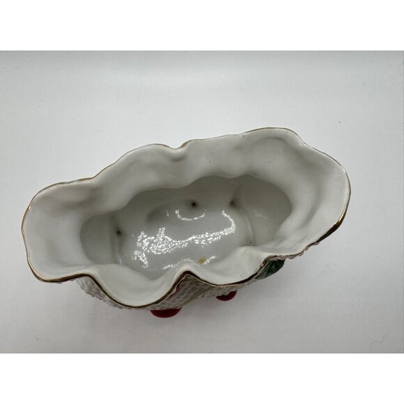 Mid Century Modern Japan Cherry Footed Bag Planter Vase MCM Gold Coloured Trim - Picture 4 of 9